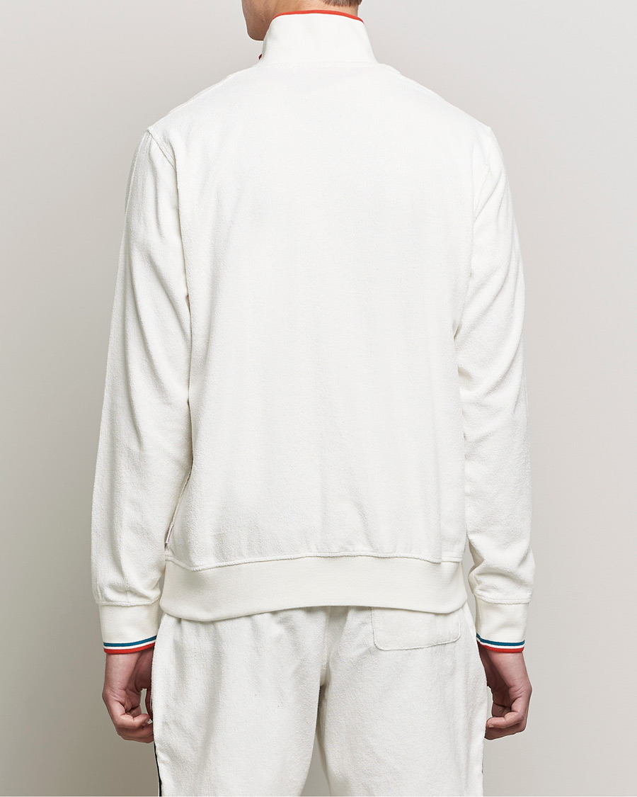 Men | Sweaters & Knitwear | Orlebar Brown | Nielson OB Stripe Towelling Half Zip White Sand