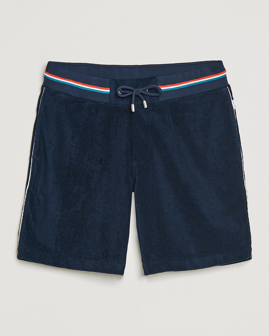 Men | Shorts | Orlebar Brown | Afador OB Stripe Towelling Shorts Navy