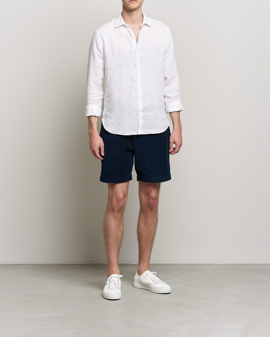 Men | Shorts | Orlebar Brown | Afador OB Stripe Towelling Shorts Navy