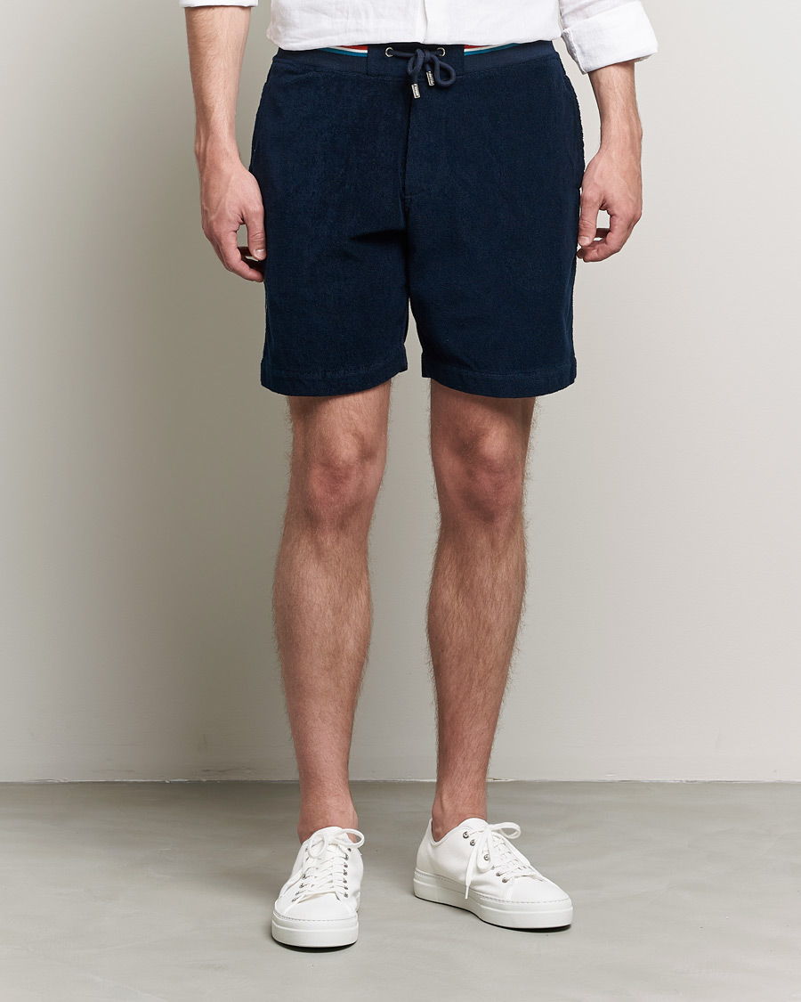 Men | Shorts | Orlebar Brown | Afador OB Stripe Towelling Shorts Navy