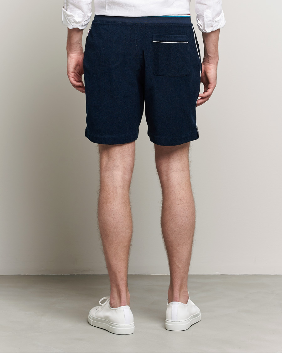 Men | Shorts | Orlebar Brown | Afador OB Stripe Towelling Shorts Navy
