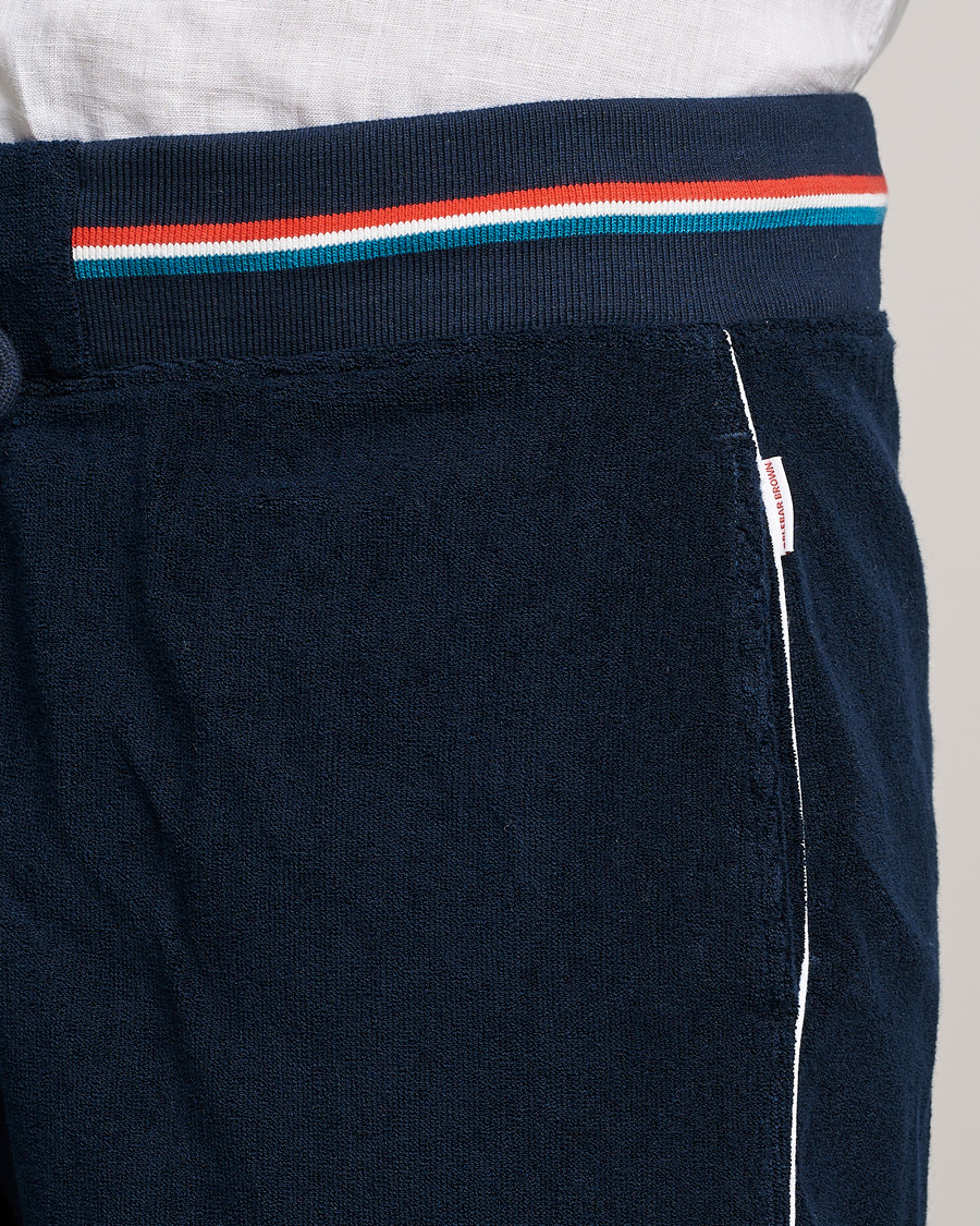 Men | Shorts | Orlebar Brown | Afador OB Stripe Towelling Shorts Navy