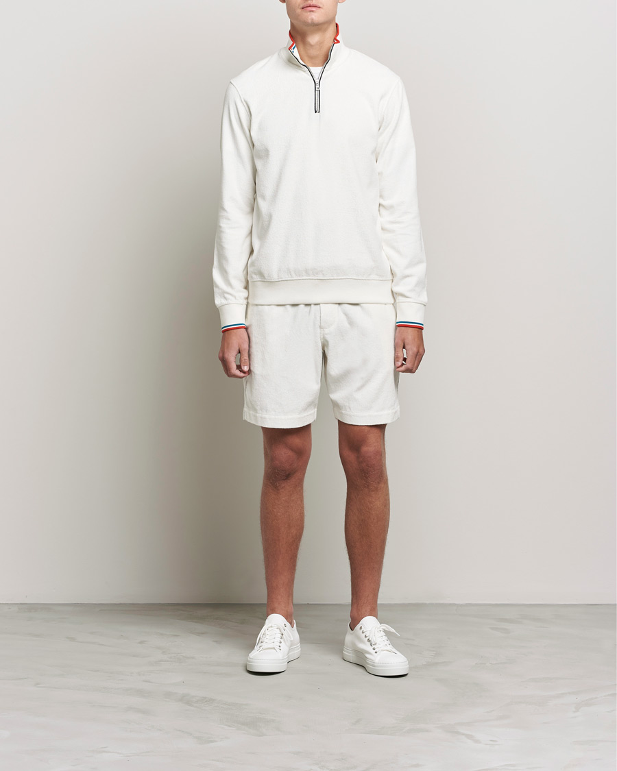 Men | Shorts | Orlebar Brown | Afador OB Stripe Towelling Shorts White Sand