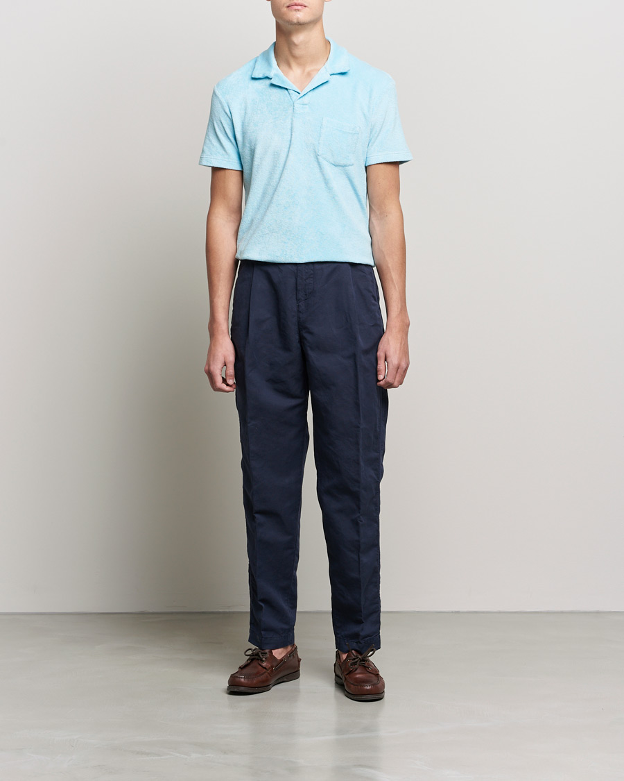 Men | Trousers | Orlebar Brown | Dunmore Linen/Cotton Trousers Night Iris