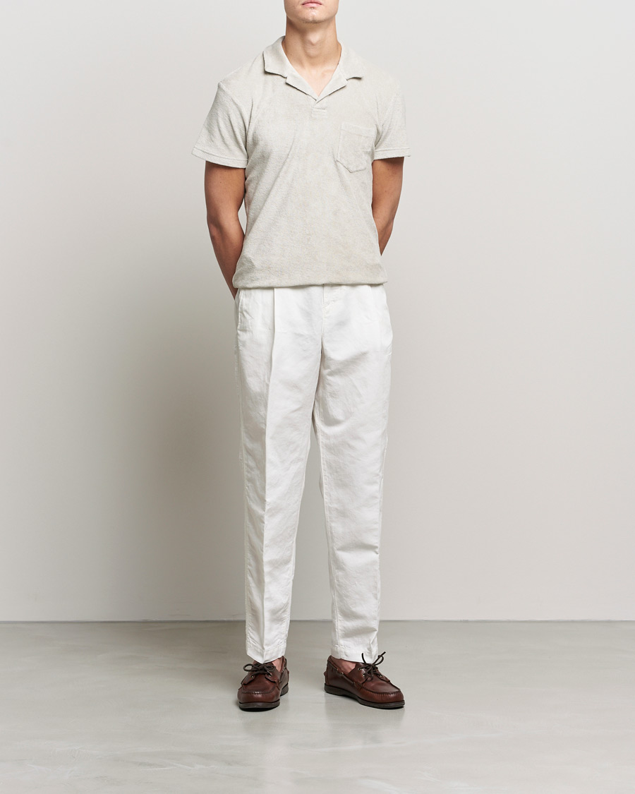 Men | Trousers | Orlebar Brown | Dunmore Linen/Cotton Trousers White Sand