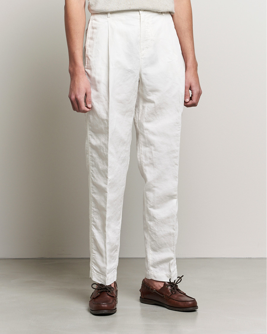Men | Trousers | Orlebar Brown | Dunmore Linen/Cotton Trousers White Sand