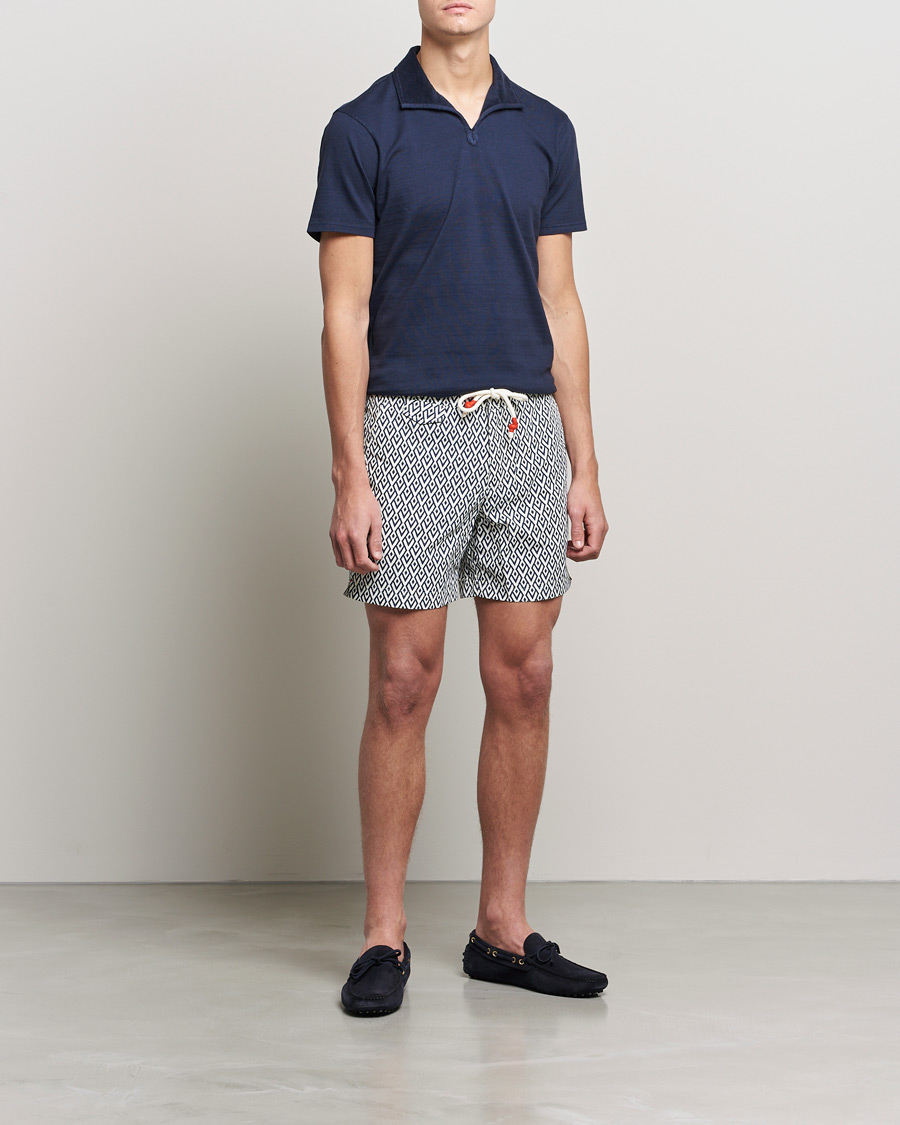 Men | Swimwear | Orlebar Brown | Standard Cano Printed Swimshorts Navy/Cloud