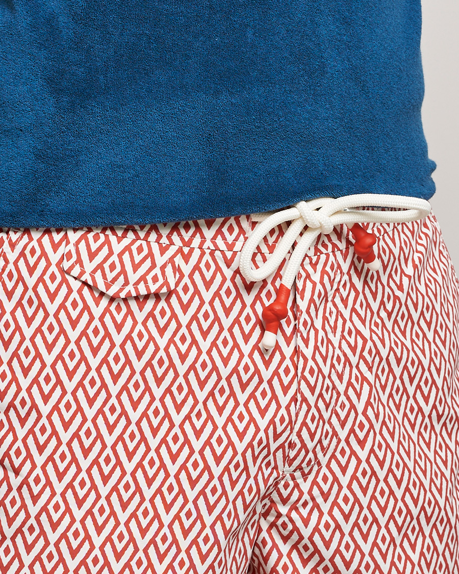 Men | Swimwear | Orlebar Brown | Standard Cano Printed Swimshorts Summer Red/Cloud