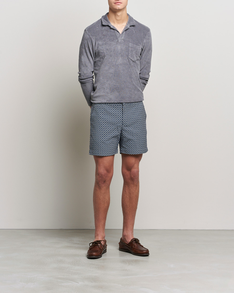 Men | Swimwear | Orlebar Brown | Bulldog Seglas Jacquard Swimshorts Night Iris/Cloud