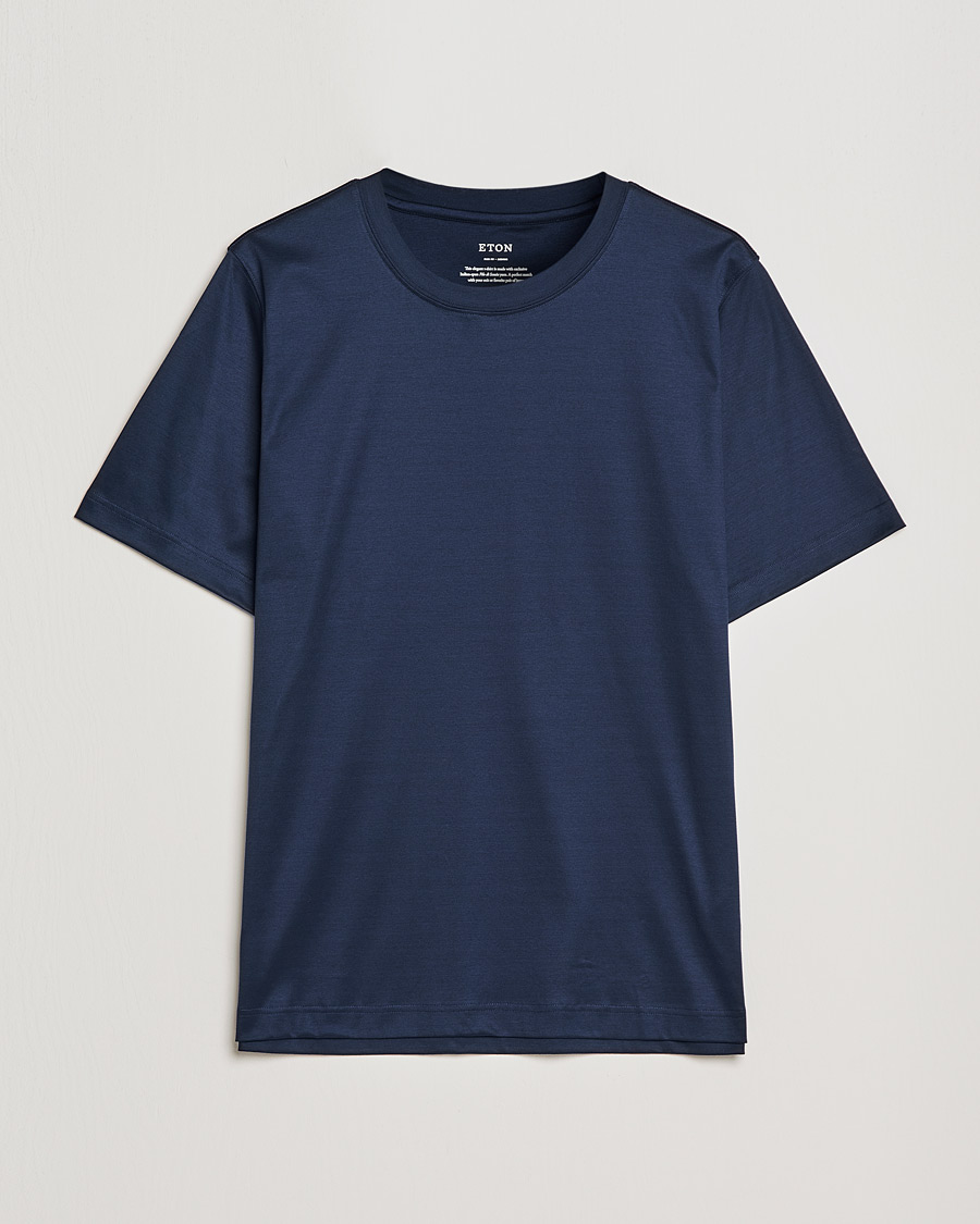 Men | T-Shirts | Eton | Filo Di Scozia Cotton T-Shirt Navy
