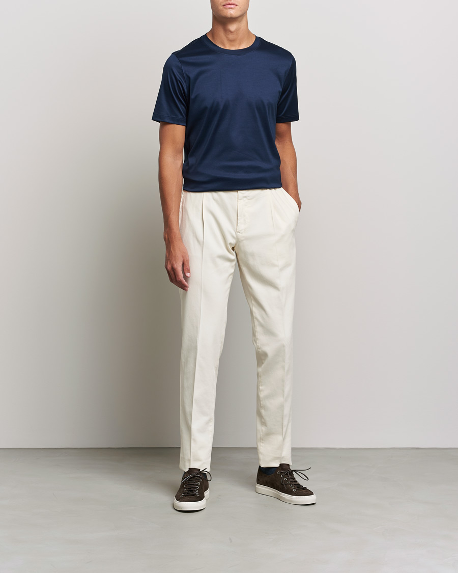 Men | T-Shirts | Eton | Filo Di Scozia Cotton T-Shirt Navy