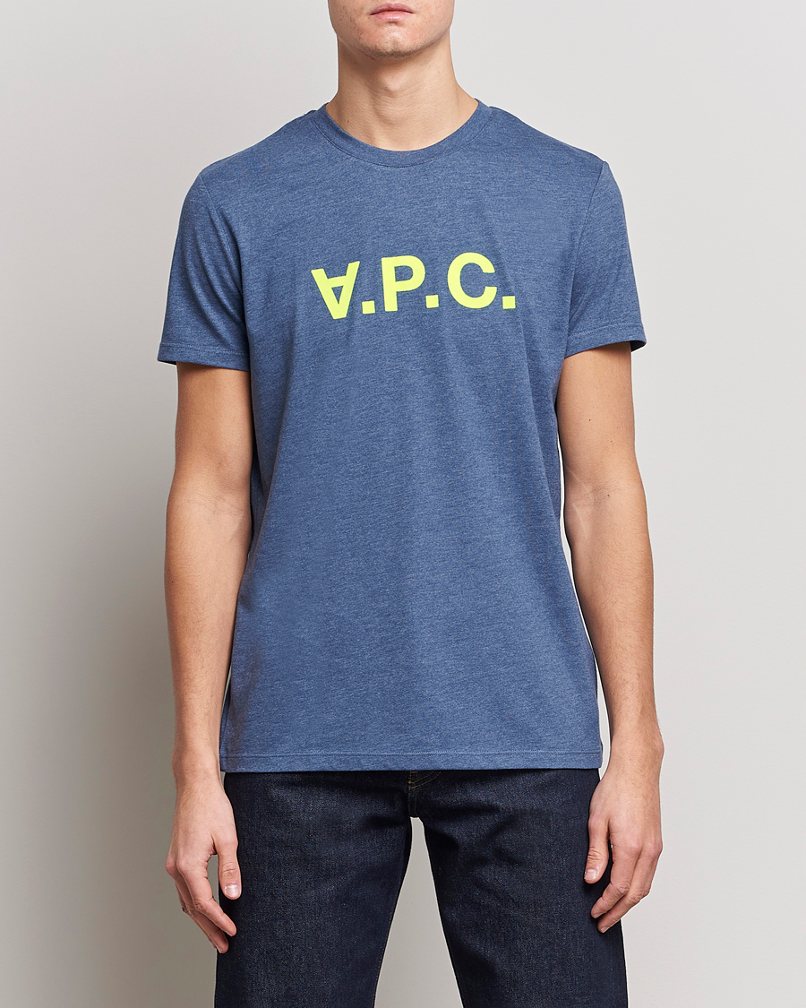 Men | T-Shirts | A.P.C. | VPC Neon Short Sleeve T-Shirt Marine