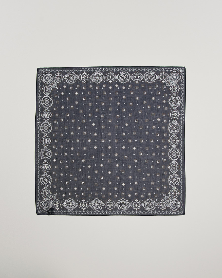 Men | Dress Scarves | Amanda Christensen | Cotton Voilé Printed Medallion Bandana Navy