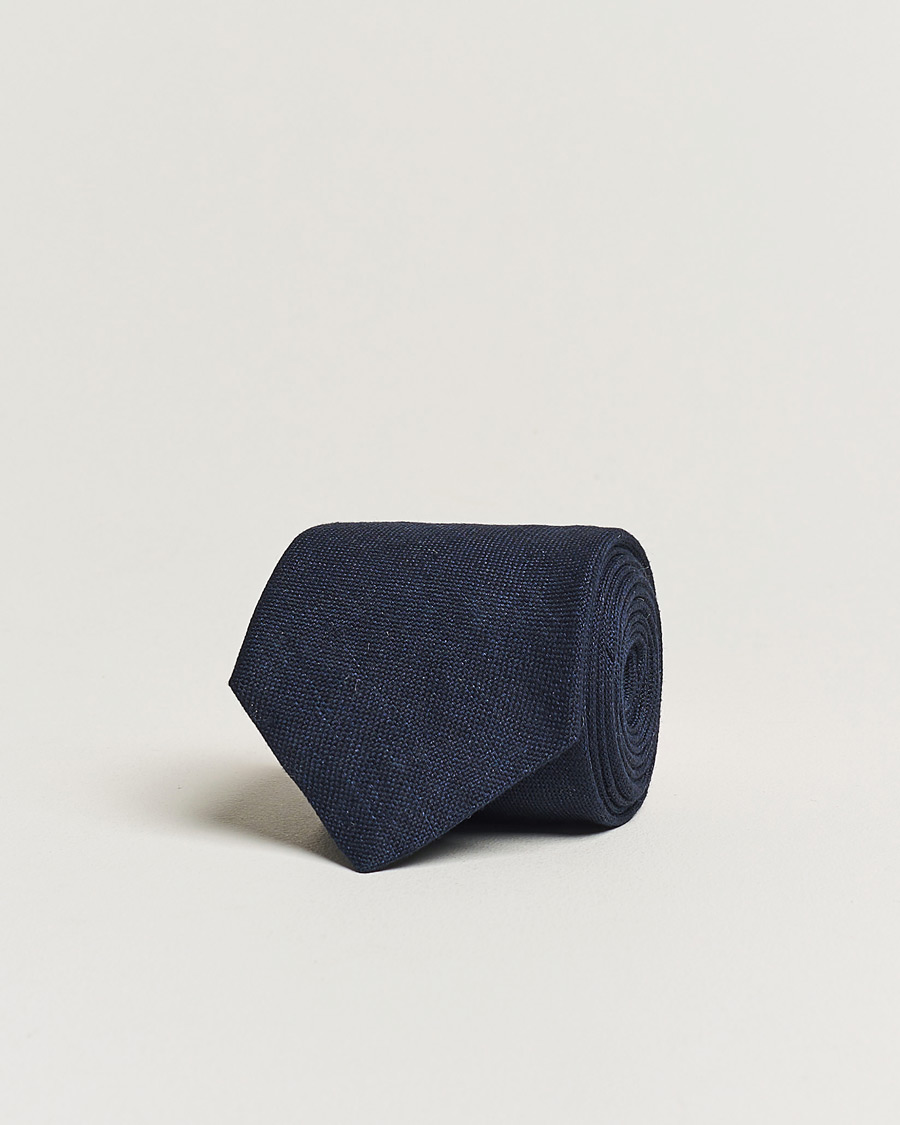 Men | Ties | Amanda Christensen | Hopsack Linen 8cm Tie Navy