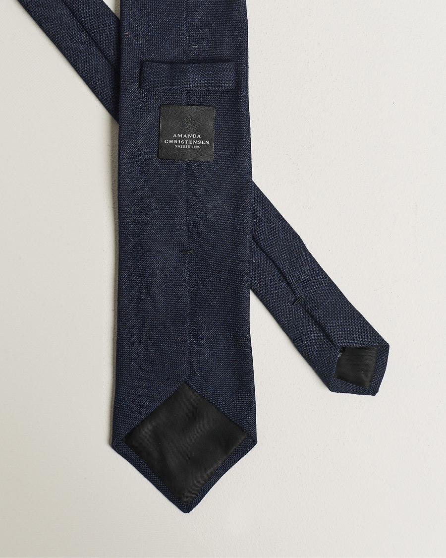 Men | Ties | Amanda Christensen | Hopsack Linen 8cm Tie Navy