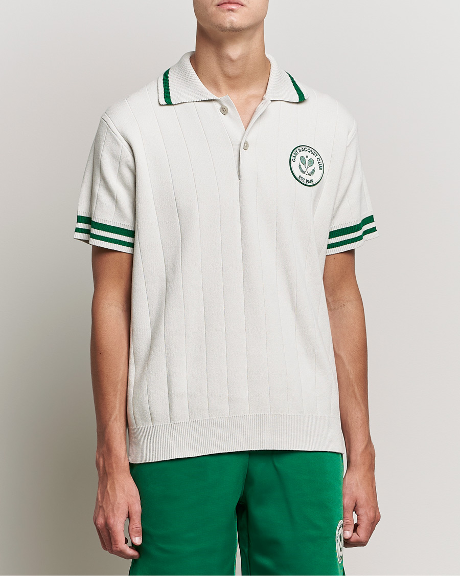 Men | Polo Shirts | GANT | Raquet Club Knitted Polo Creme