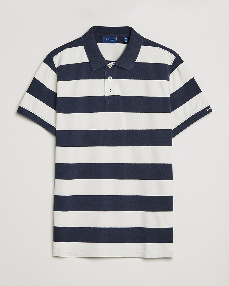 Men | Polo Shirts | GANT | Barstriped Polo Navy/White