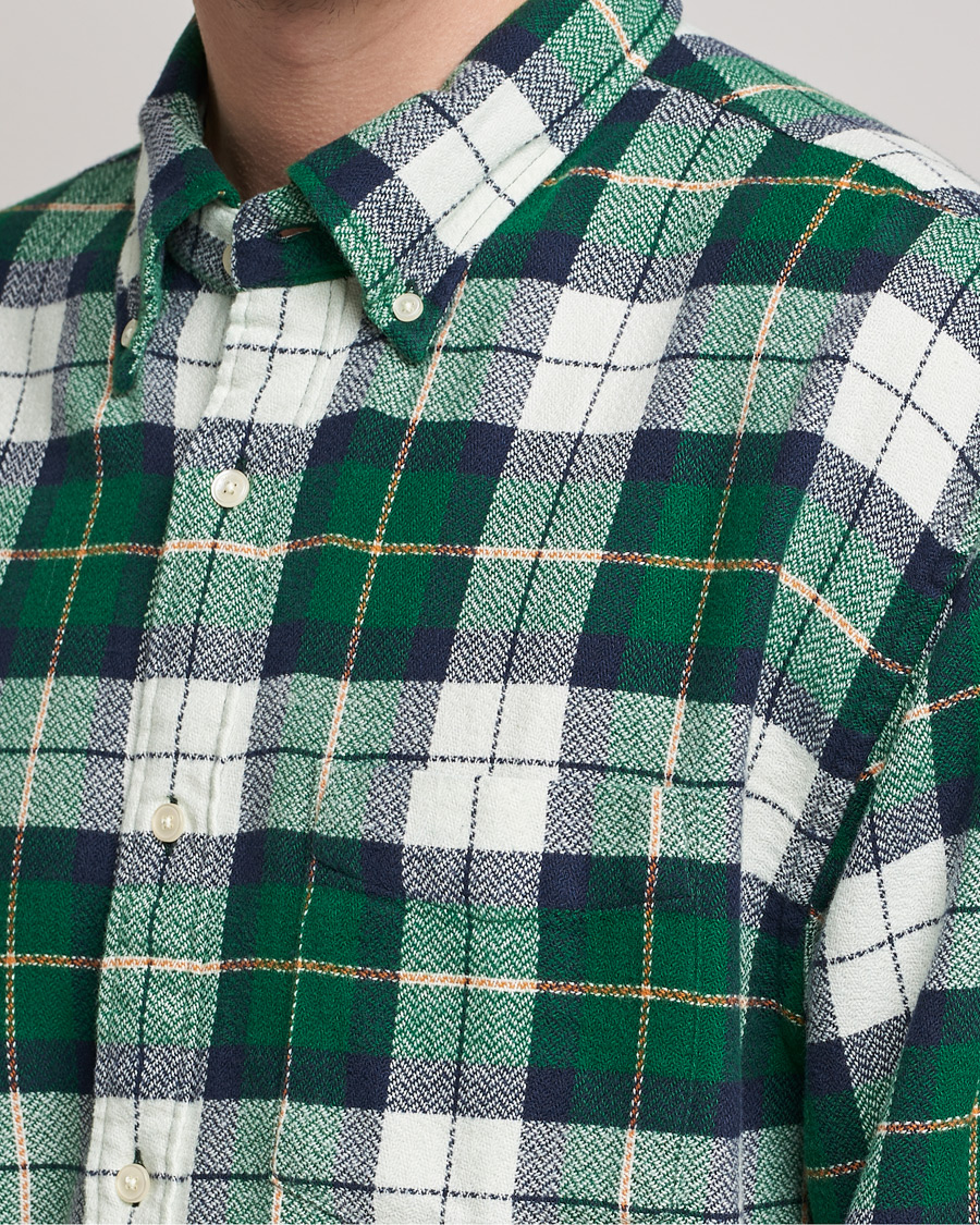 Men | Shirts | GANT | Relaxed Textured Checked Shirt Forest Green
