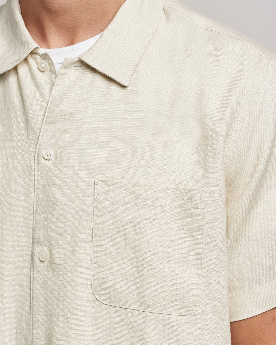 Men | Shirts | Samsøe Samsøe | Samsøe & Samsøe Avan Linen Short Sleeve Shirt Oatmeal