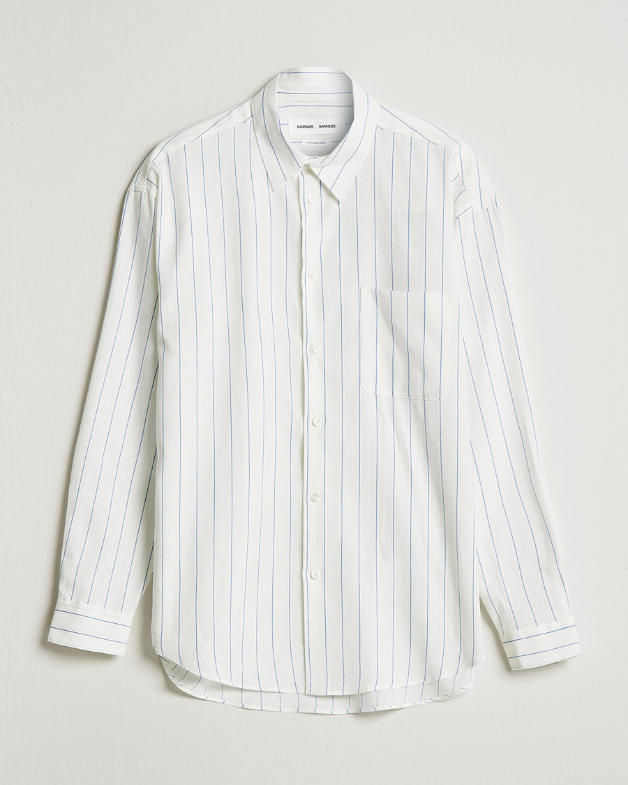 Men | Shirts | Samsøe Samsøe | Samsøe & Samsøe Luan Linen Cotton Shirt Antiqua Stripe
