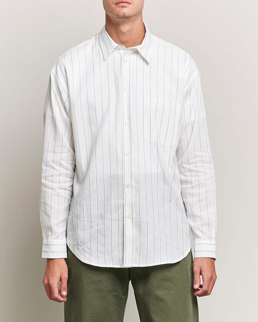Men | Shirts | Samsøe Samsøe | Samsøe & Samsøe Luan Linen Cotton Shirt Antiqua Stripe