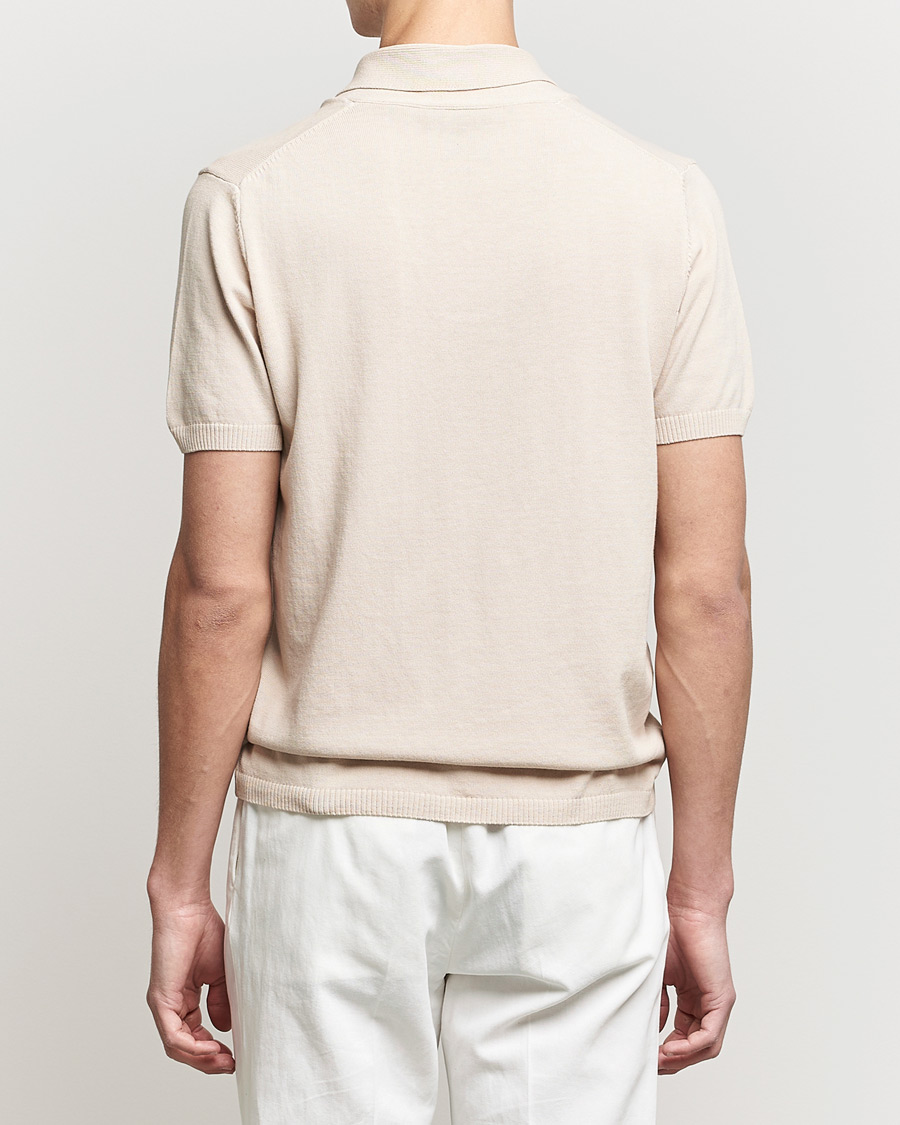 Men | Polo Shirts | Oscar Jacobson | Rollo GD Shawl Collar Cotton Polo Beige