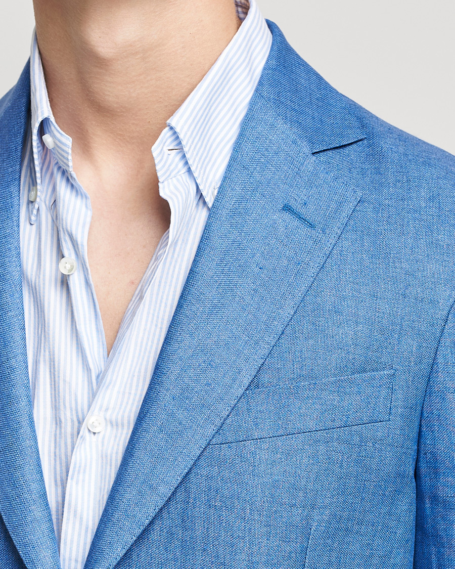 Men | Blazers | Oscar Jacobson | Ferry Soft Patch Pocket Linen Blazer Light Blue