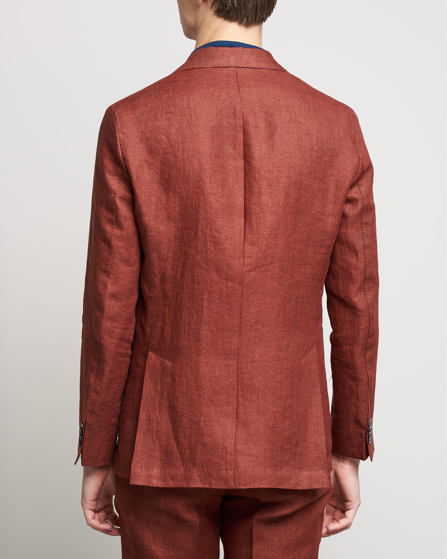 Men | Blazers | Oscar Jacobson | Ferry Soft Patch Pocket Linen Blazer Rust