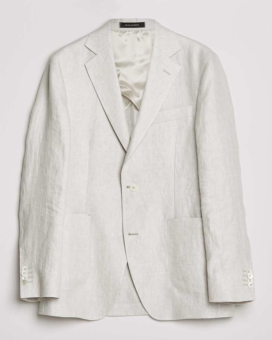 Men | Blazers | Oscar Jacobson | Ferry Soft Patch Pocket Linen Blazer Creme