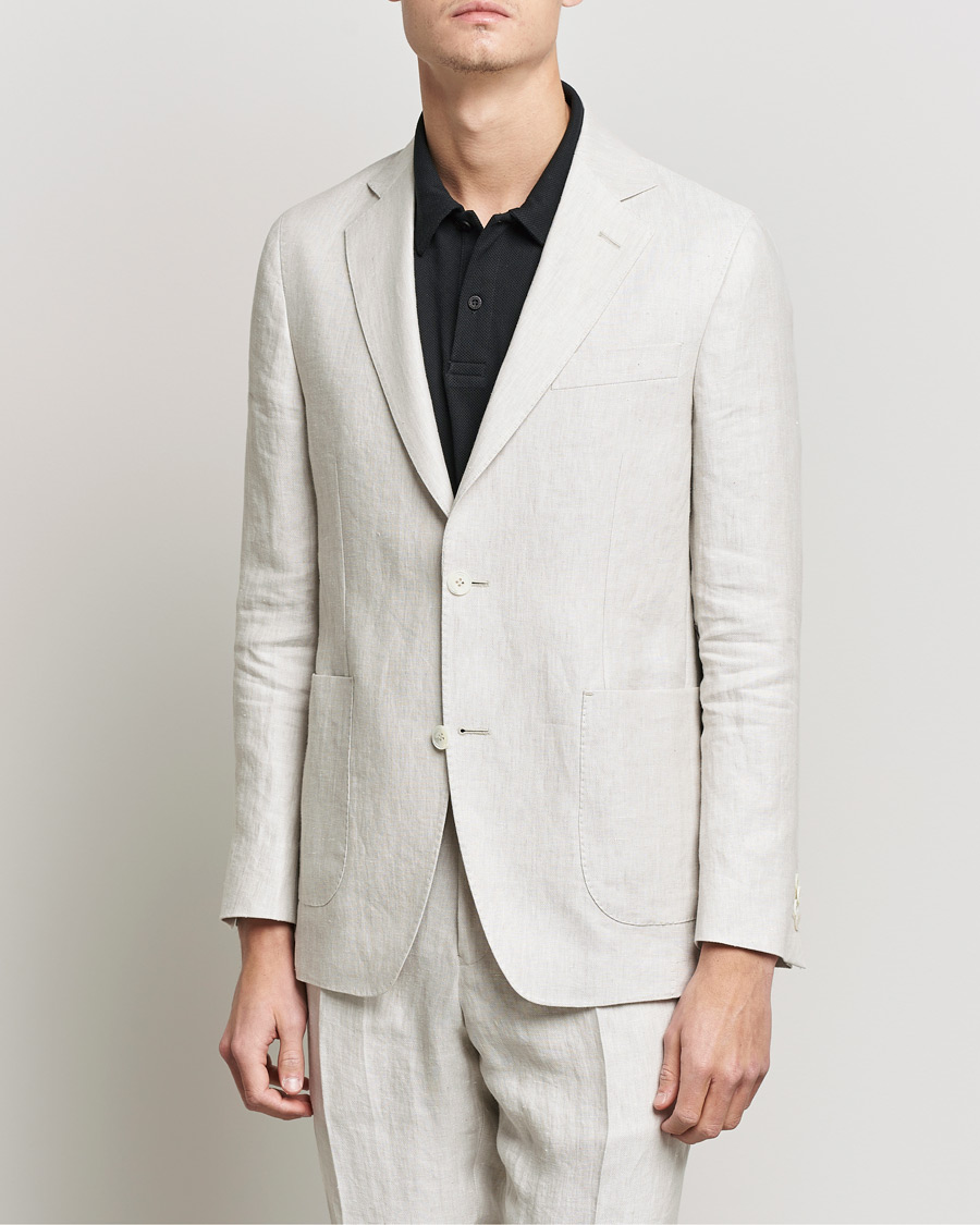 Men | Blazers | Oscar Jacobson | Ferry Soft Patch Pocket Linen Blazer Creme