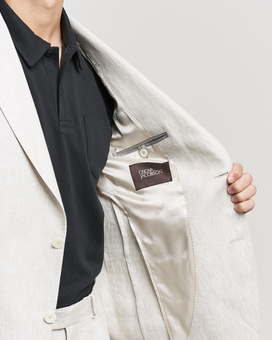 Men | Blazers | Oscar Jacobson | Ferry Soft Patch Pocket Linen Blazer Creme