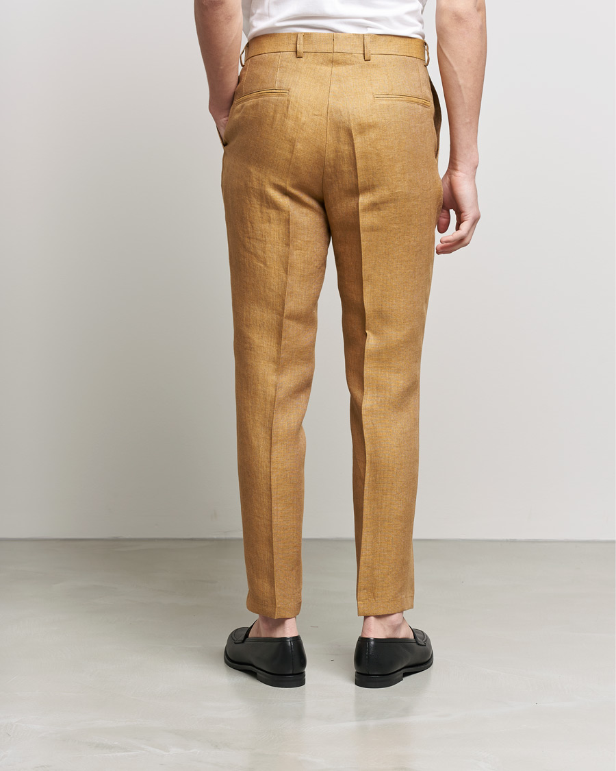 Men | Trousers | Oscar Jacobson | Delon Linen Trousers Dusky Yellow