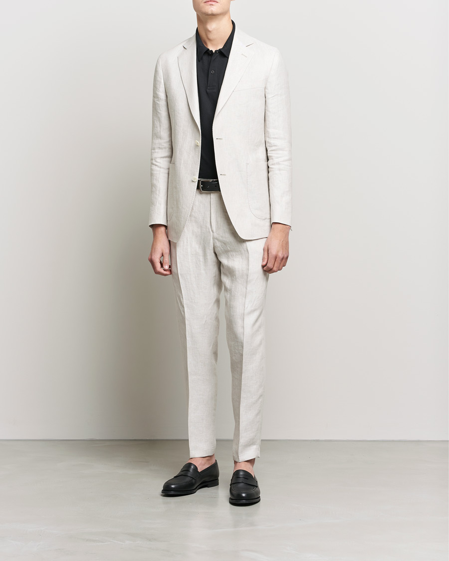 Men | Trousers | Oscar Jacobson | Delon Linen Trousers Creme