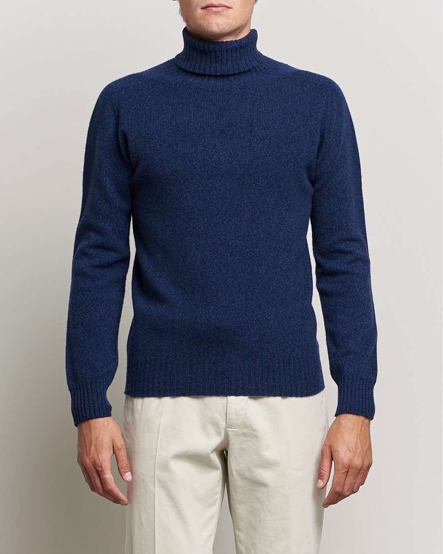 Men | Sweaters & Knitwear | Altea | Cashmere Mouline Rollneck Navy Melange