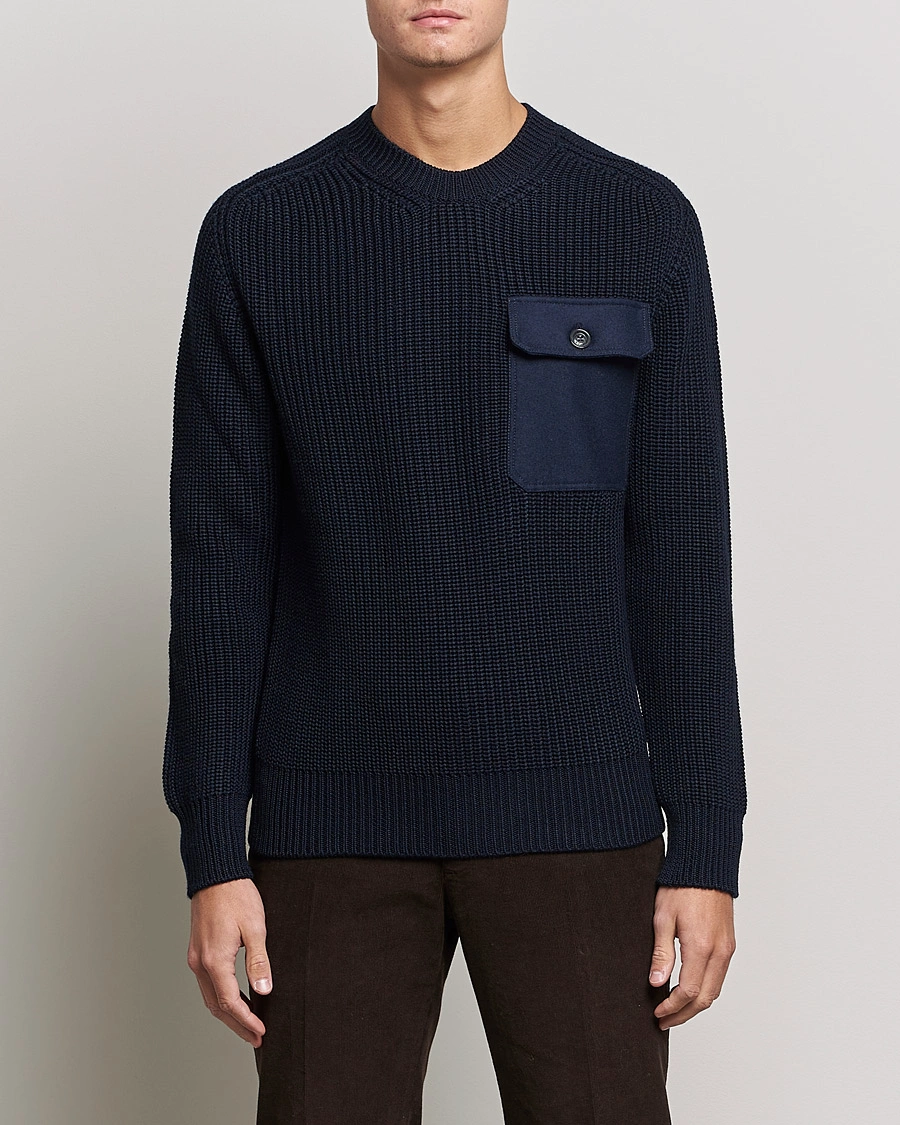 Men | Sweaters & Knitwear | Altea | Soft Wool Knitted Blazer Navy