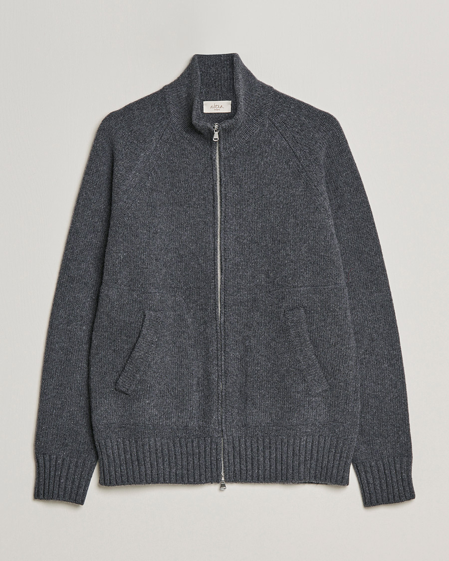 Men | Sweaters & Knitwear | Altea | Wool Zip Jacket Grey Melange