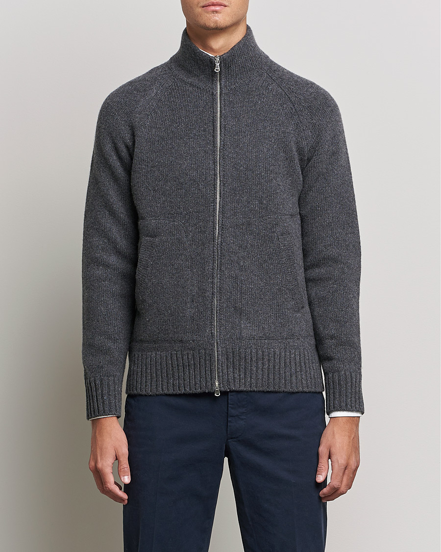 Men | Sweaters & Knitwear | Altea | Wool Zip Jacket Grey Melange