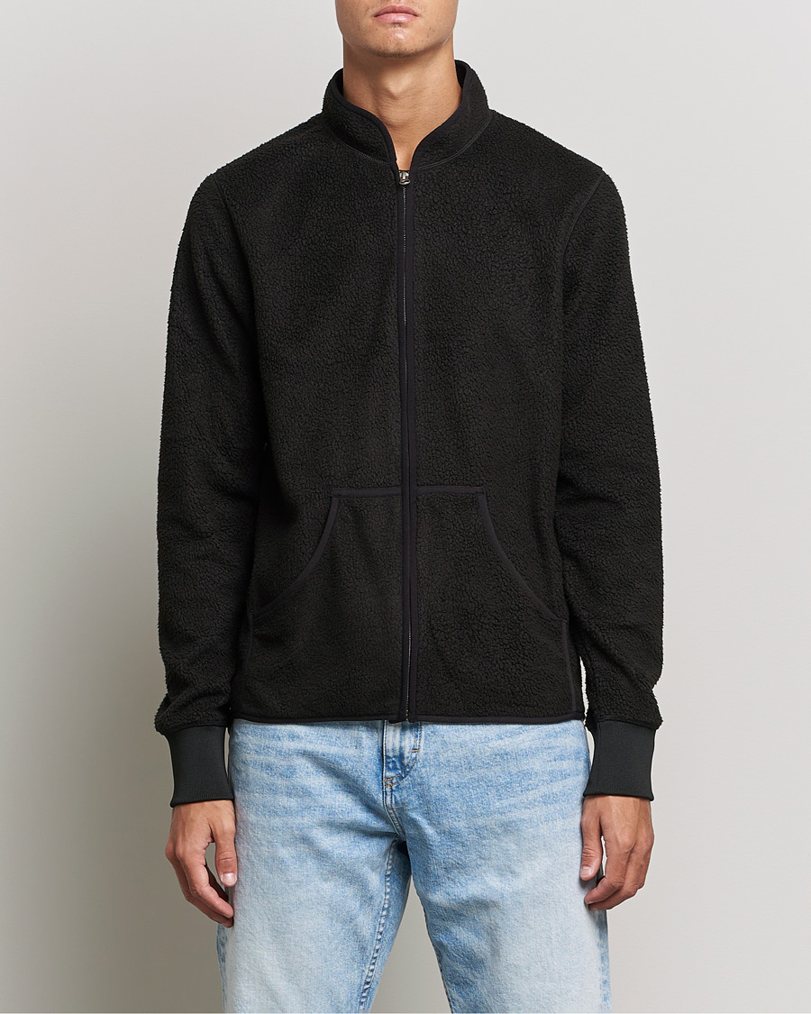Men | Sweaters & Knitwear | Bread & Boxers | Full Zip Fleece Jacket Black
