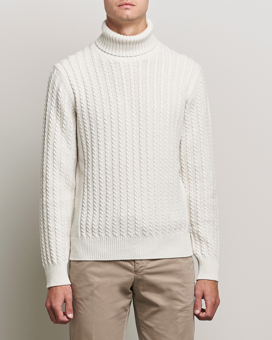 Men | Sweaters & Knitwear | Brioni | Cashmere Cable Turtleneck Off White