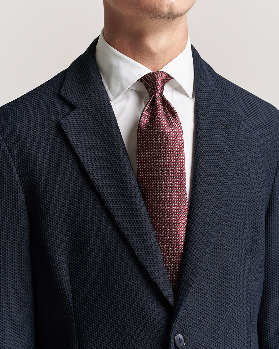 Men | Brioni Micro Pattern Silk Tie Burgundy | Brioni | Micro Pattern Silk Tie Burgundy