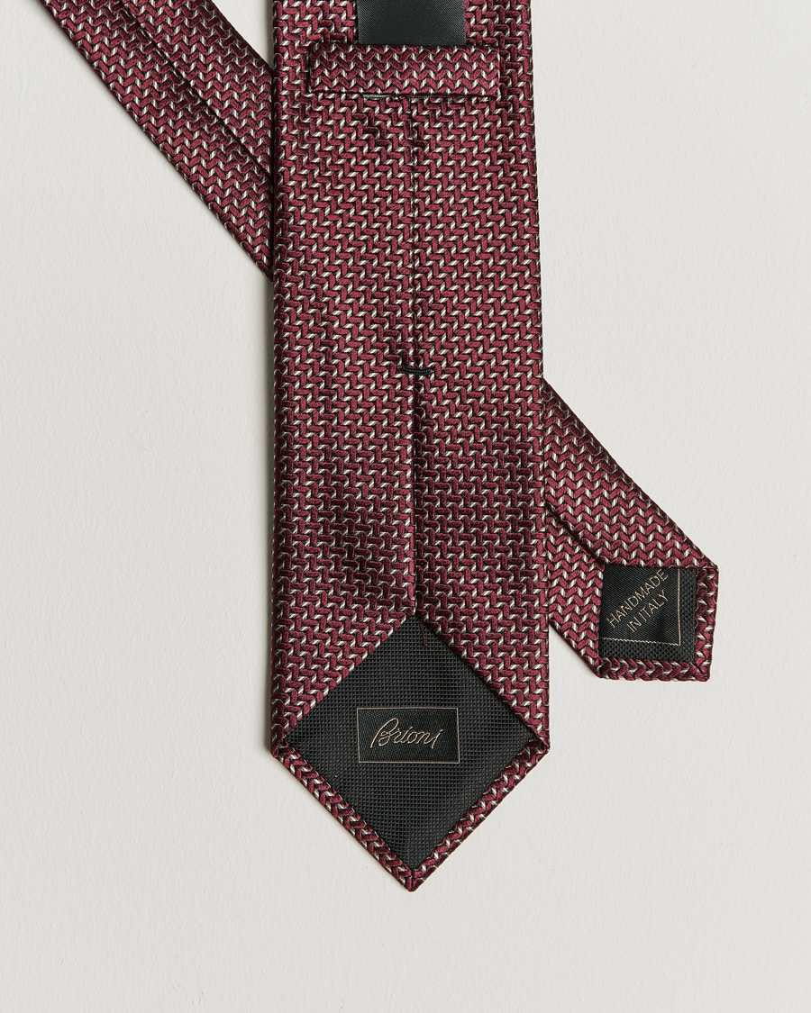 Men | Brioni Micro Pattern Silk Tie Burgundy | Brioni | Micro Pattern Silk Tie Burgundy
