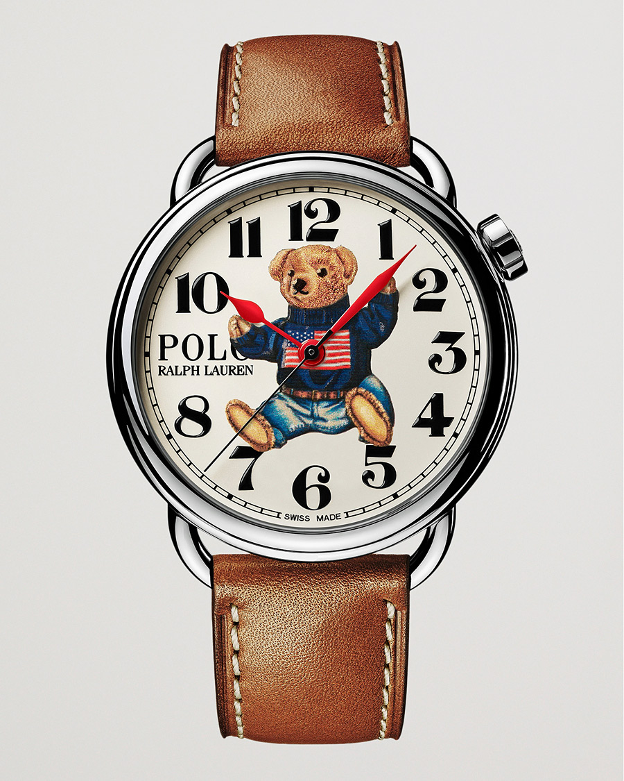 Men | Leather strap | Polo Ralph Lauren | 42mm Automatic Flag Bear White Dial