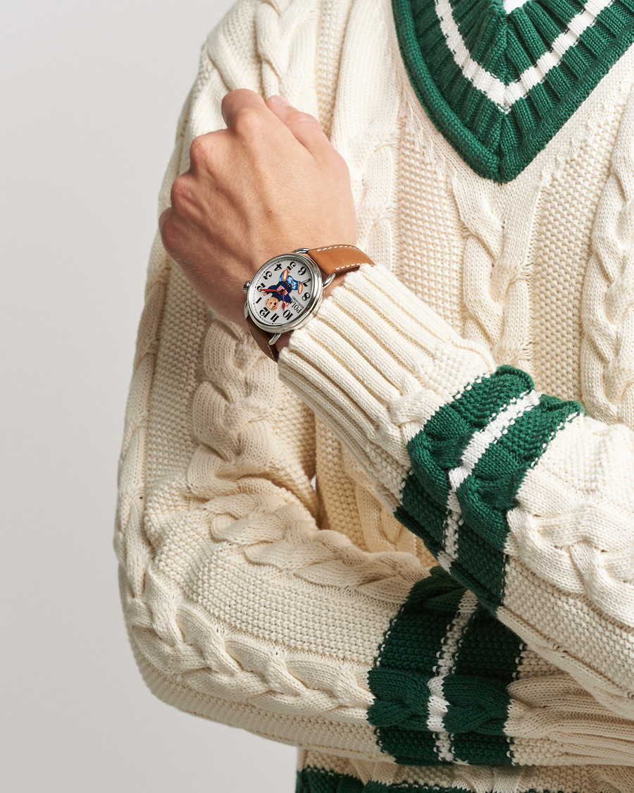 Men | Leather strap | Polo Ralph Lauren | 42mm Automatic Flag Bear White Dial