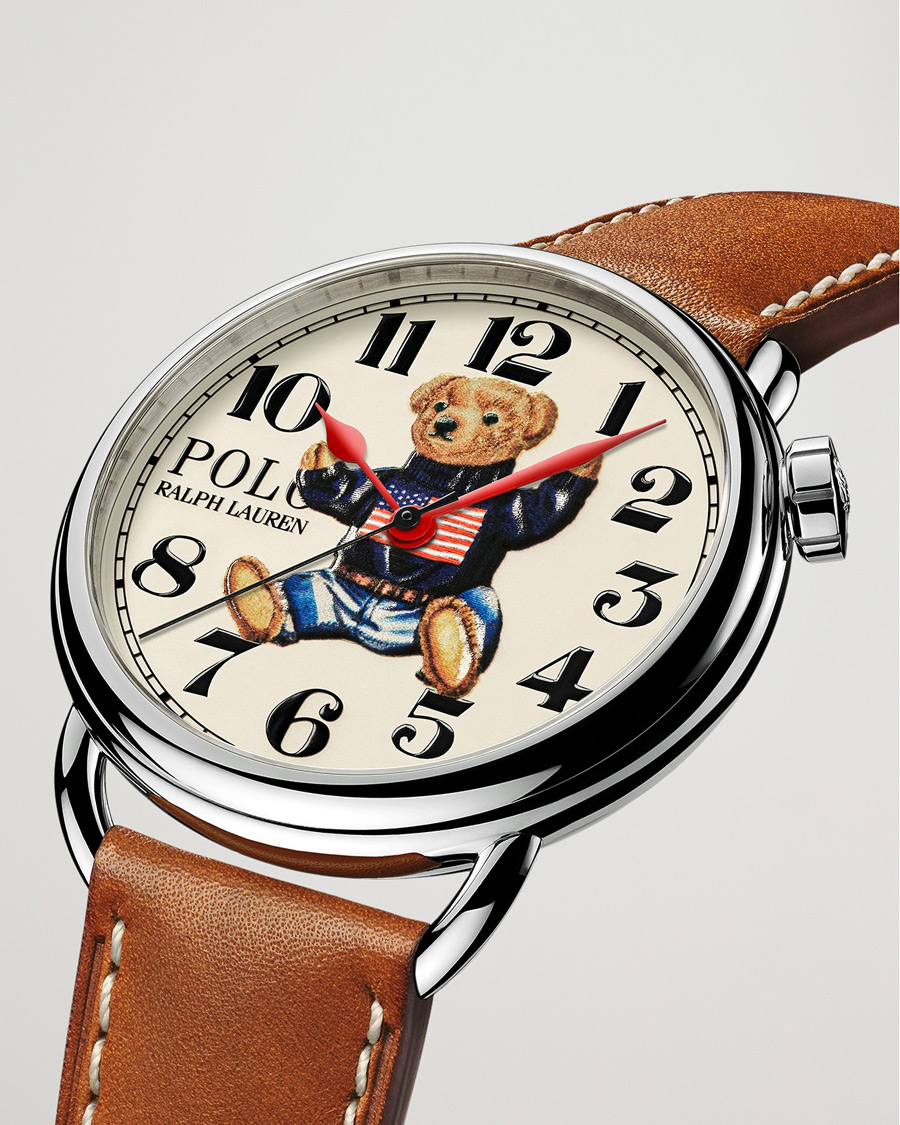 Men | Leather strap | Polo Ralph Lauren | 42mm Automatic Flag Bear White Dial