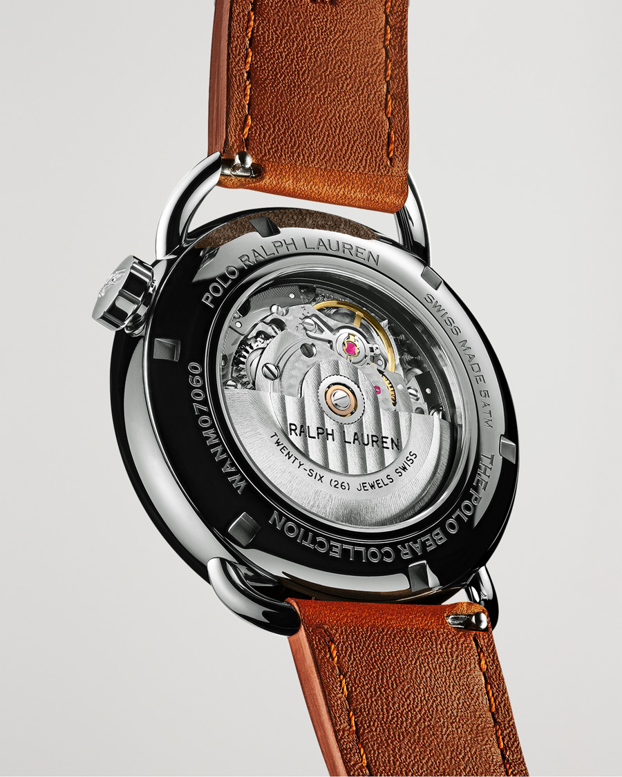 Men | Leather strap | Polo Ralph Lauren | 42mm Automatic Flag Bear White Dial