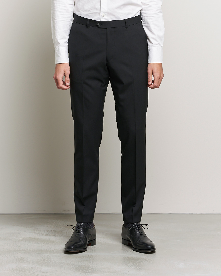 Men | Trousers | Oscar Jacobson | Denz Super 120's Wool Trousers Black