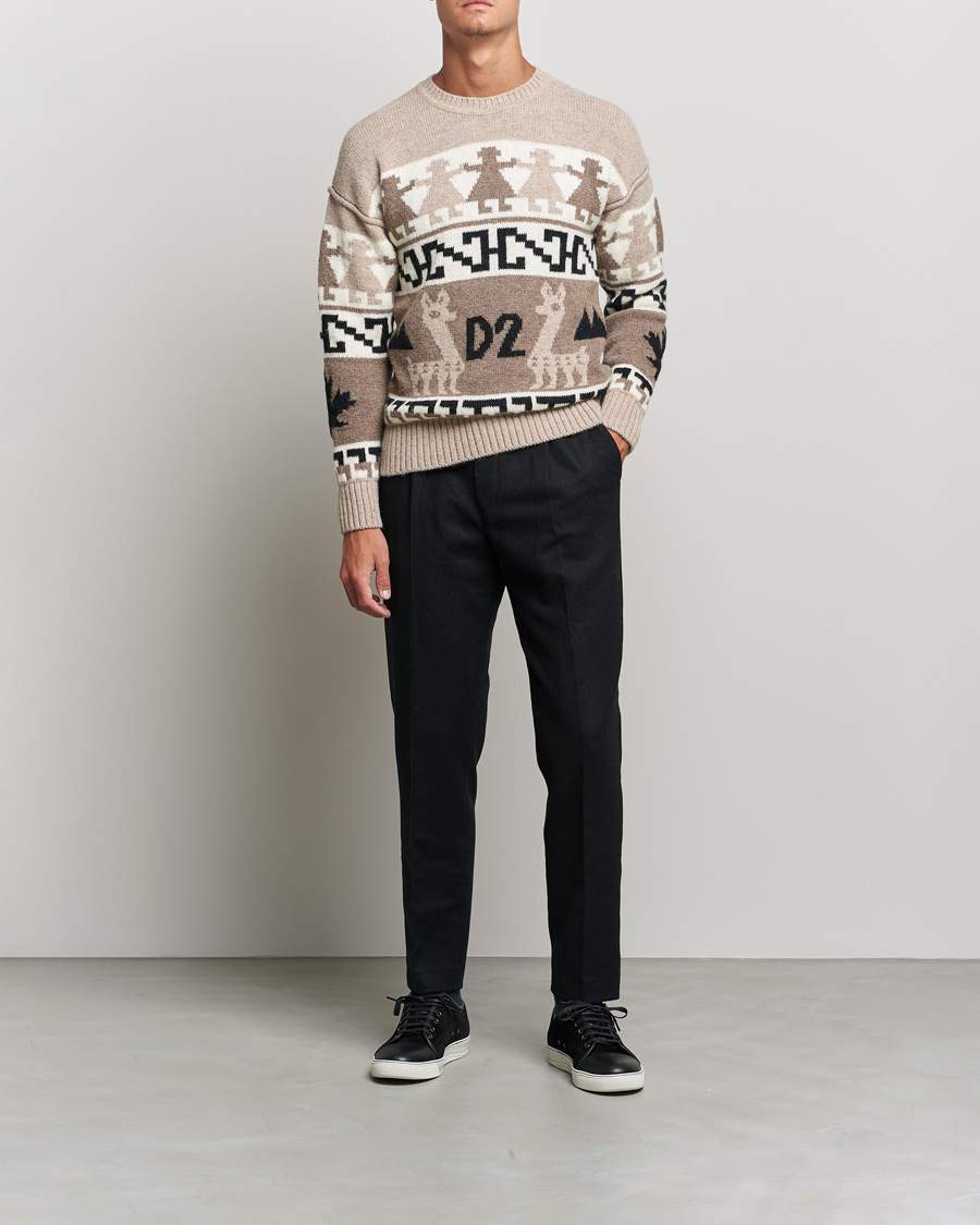 Men | Sweaters & Knitwear | Dsquared2 | Llamas Heavy knitted Sweater Beige