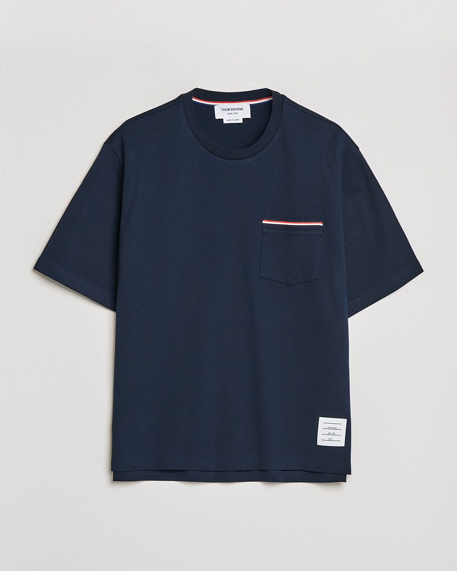 Men | T-Shirts | Thom Browne | Oversize Pocket Stripe T-Shirt Navy