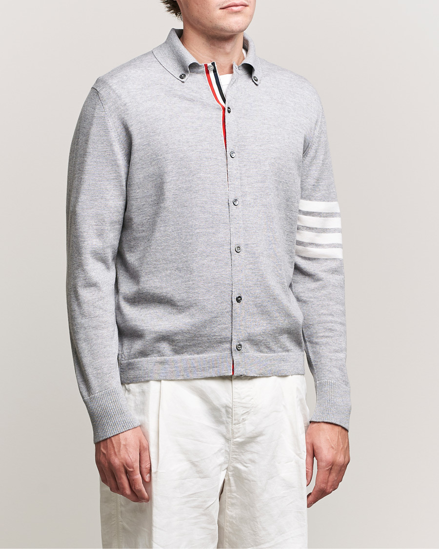 Men | Shirts | Thom Browne | Merino Wool Button Down Shirt Light Grey
