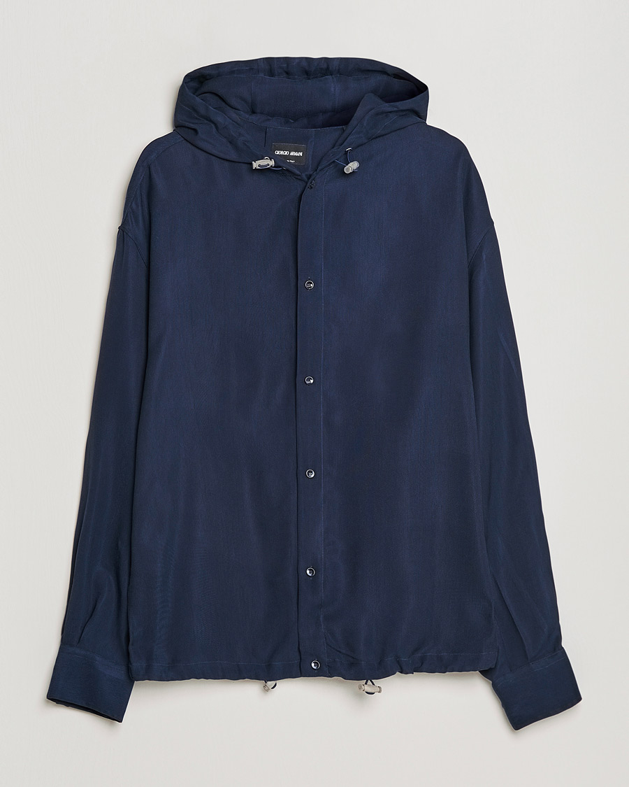 Men | Coats & Jackets | Giorgio Armani | Hooded Lightweight Jacket Night Sky